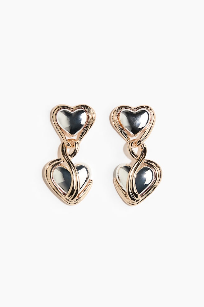 Two-Tone Earrings - Gold-colored/silver-colored - 1