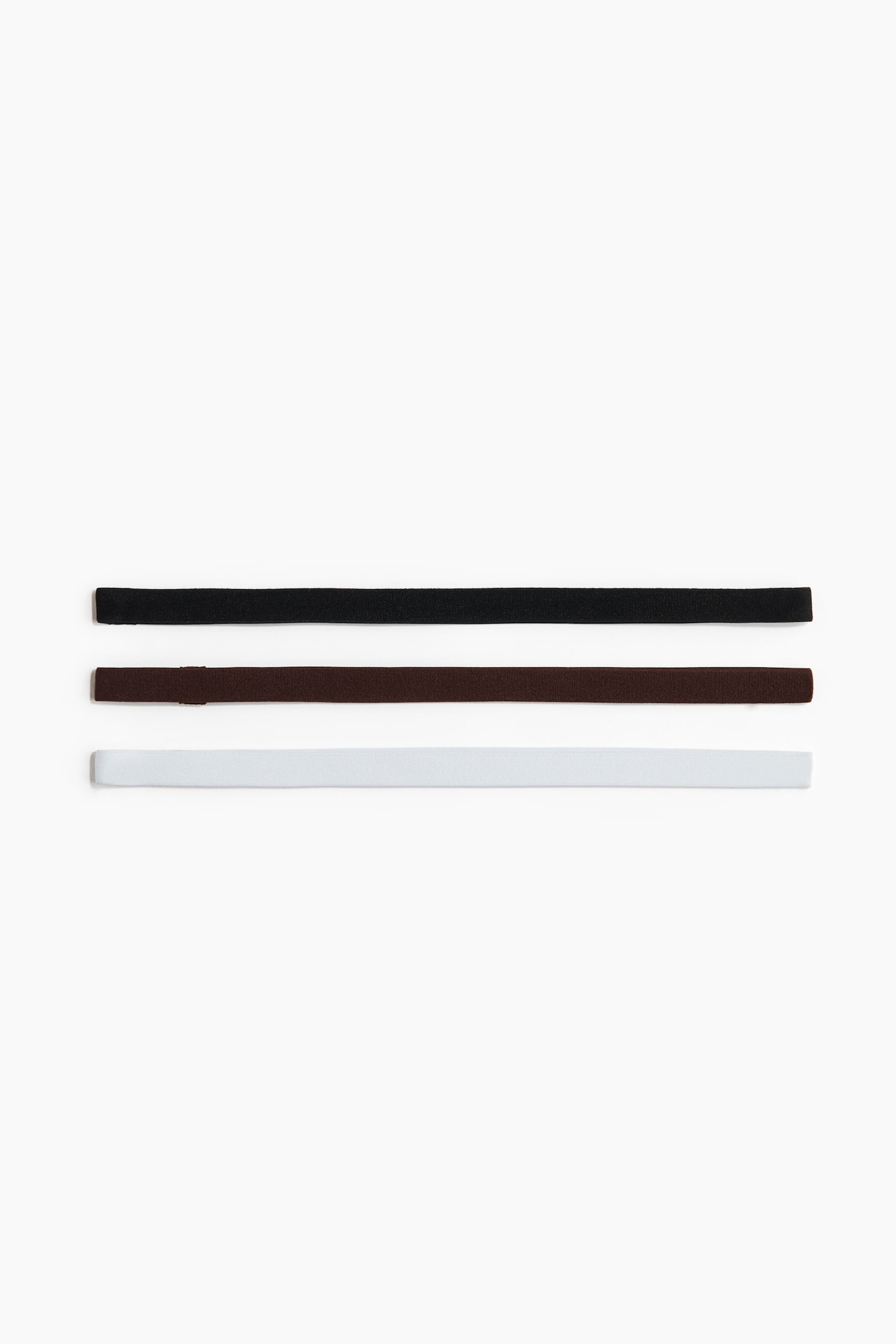 3-pack elastic hairbands - Black/Dark brown/White