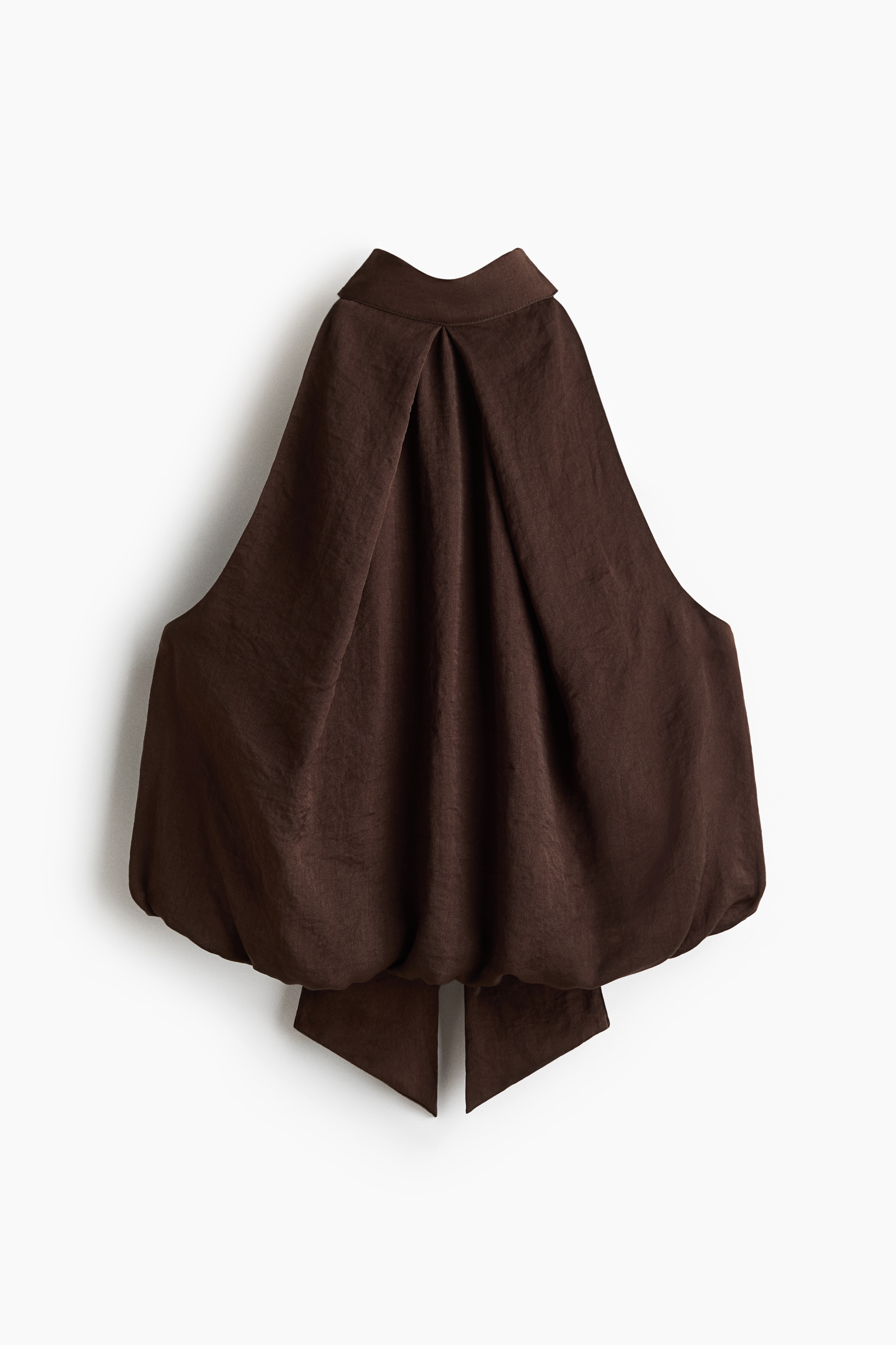 Top din satin cu bretea la gât - Maro-închis/Negru/buline