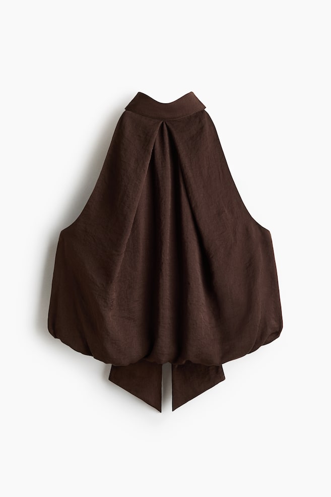Satin Halterneck Top - Dark brown/Black/Spot - 1