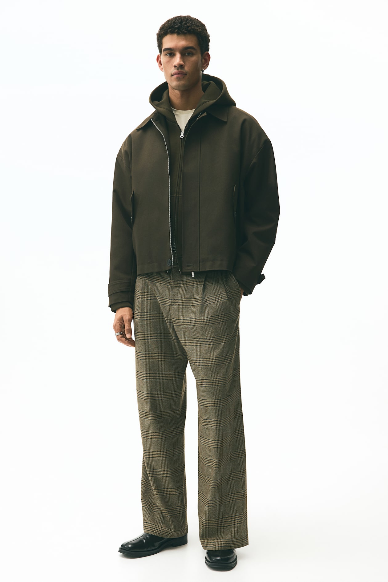 Pantalon Loose Fit - Beige/carreaux - HOMME | H&M FR