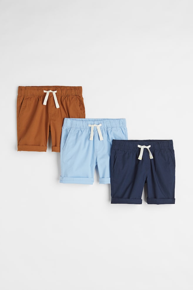 3-pack cotton shorts - Navy blue/Light blue/Brown/Dark grey/Light purple/Beige