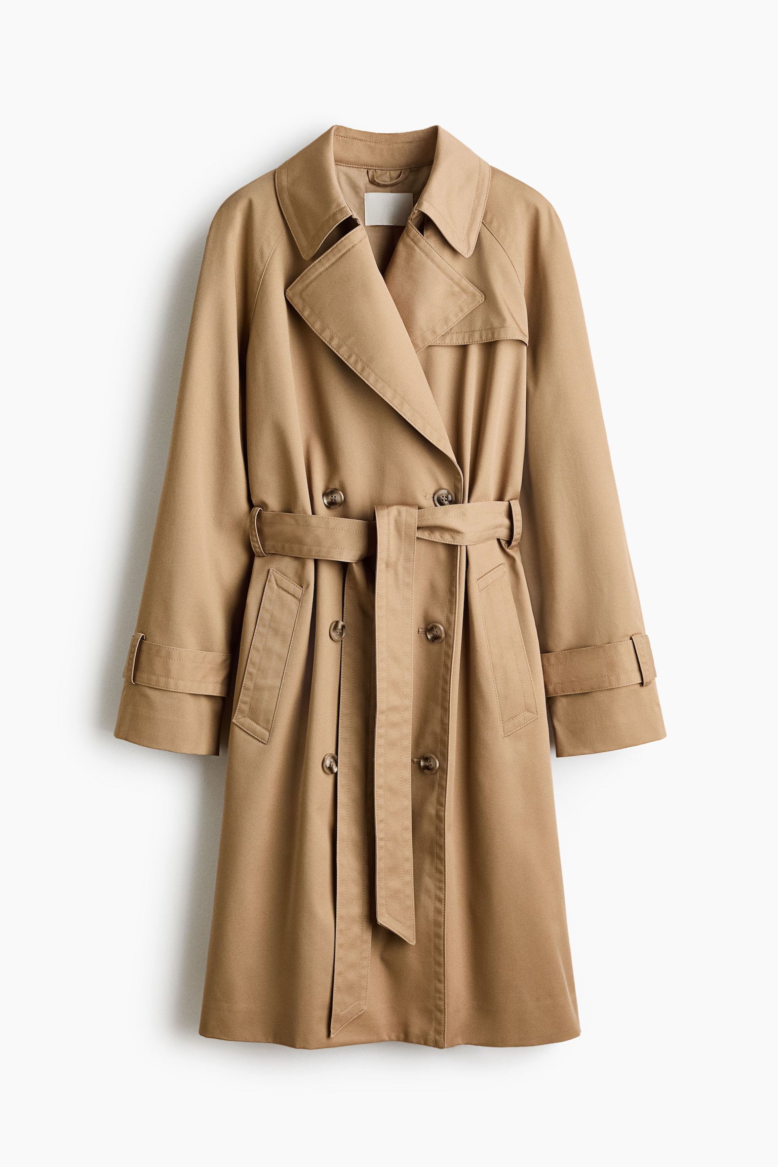 Gabardina con cinturón de anudar - Beige