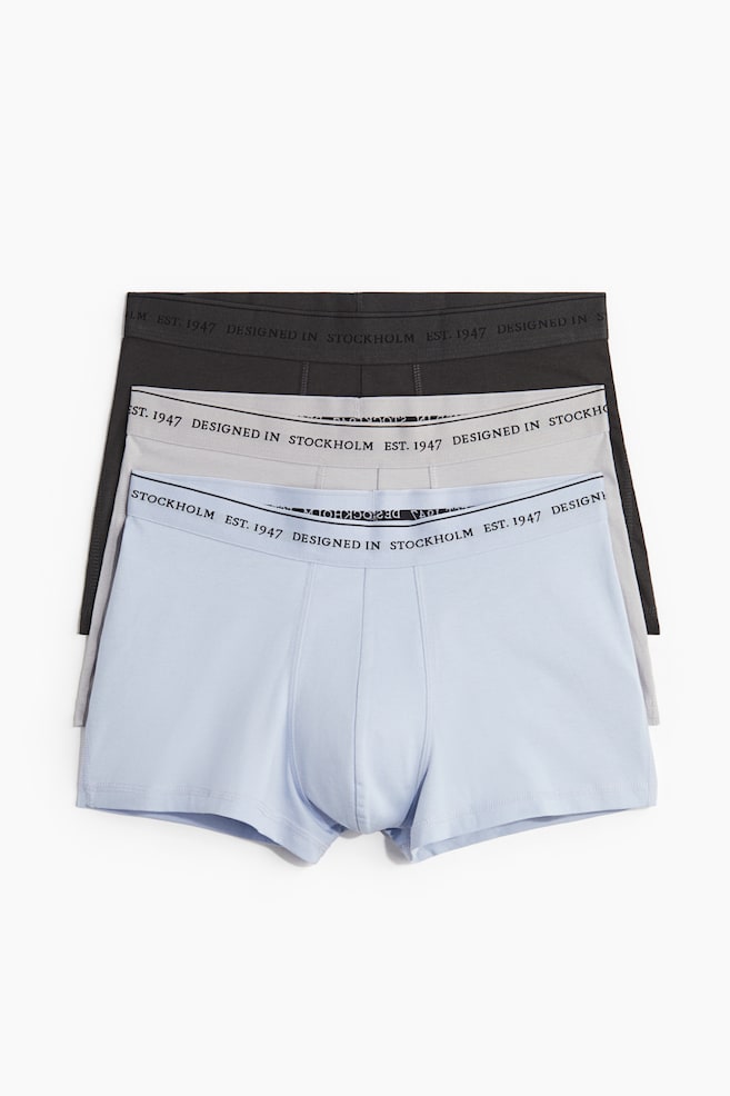 3-Pack COOLMAX® Short Boxer Briefs - Light blue/dark gray - 1