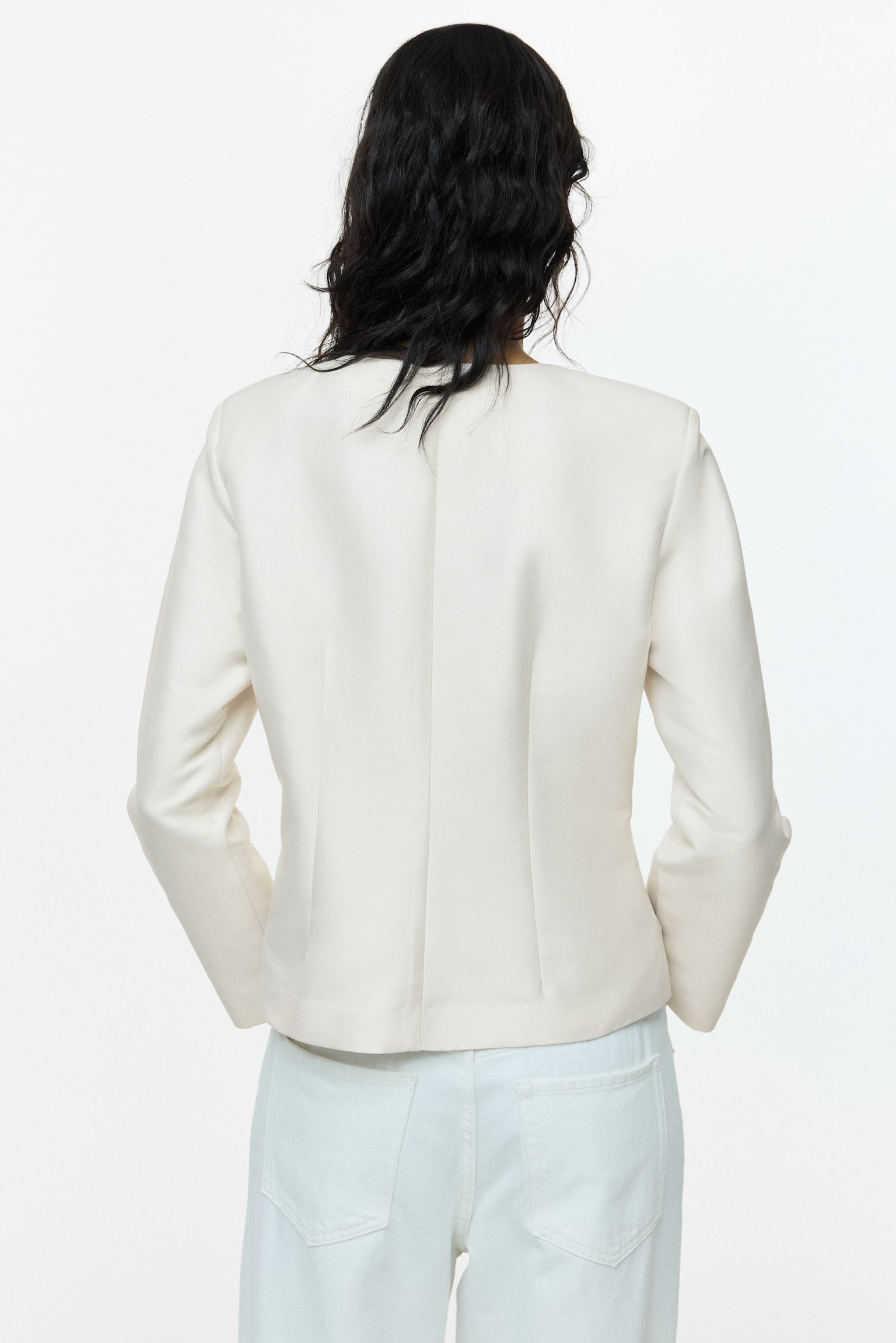 方領西裝外套 - 淺米色 - 5