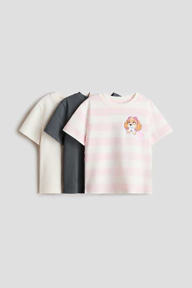 3-pack Printed Jersey Tops - Light pink/PAW Patrol/Light dusty blue/Minnie Mouse/Dark plum purple/Hello Kitty/Light blue/Hello Kitty/Pink/Lilo & Stitch/Light pink/KPop Demon Hunters/Light blue/Lilo & Stitch/Beige/Lilo & Stitch/Light blue/CapyFun/Light pink/Hello Kitty/Pale purple/CapyFun/Cream/Frozen - 1