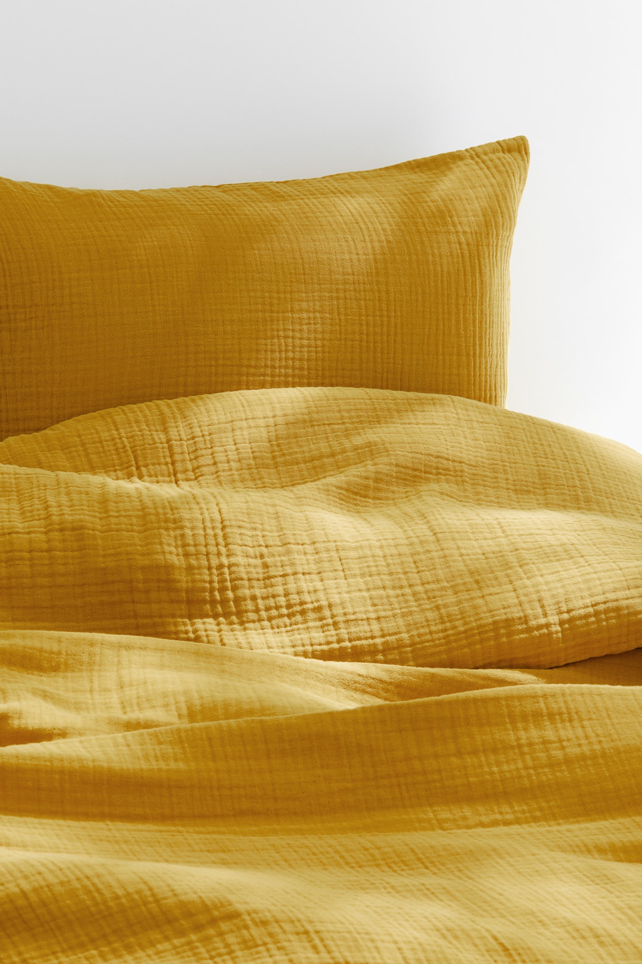 Musselin-Bettwäsche für Einzelbett - Senfgelb - Home All