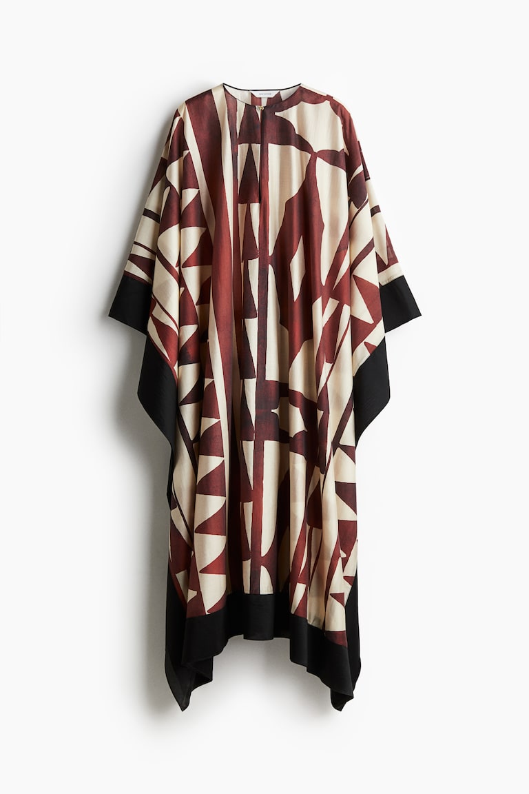 Women's Light beige/patterned Oversized Kaftan Dress | H&M US