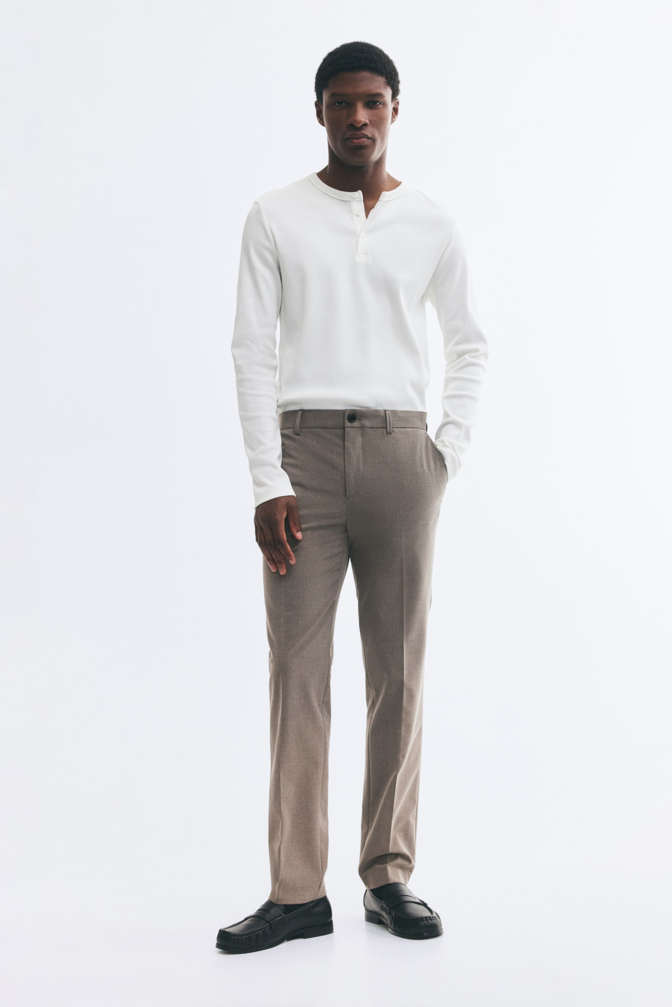 View larger image: Slim-Fit Tailored Pants - Taupe - Men | H&M CA 1