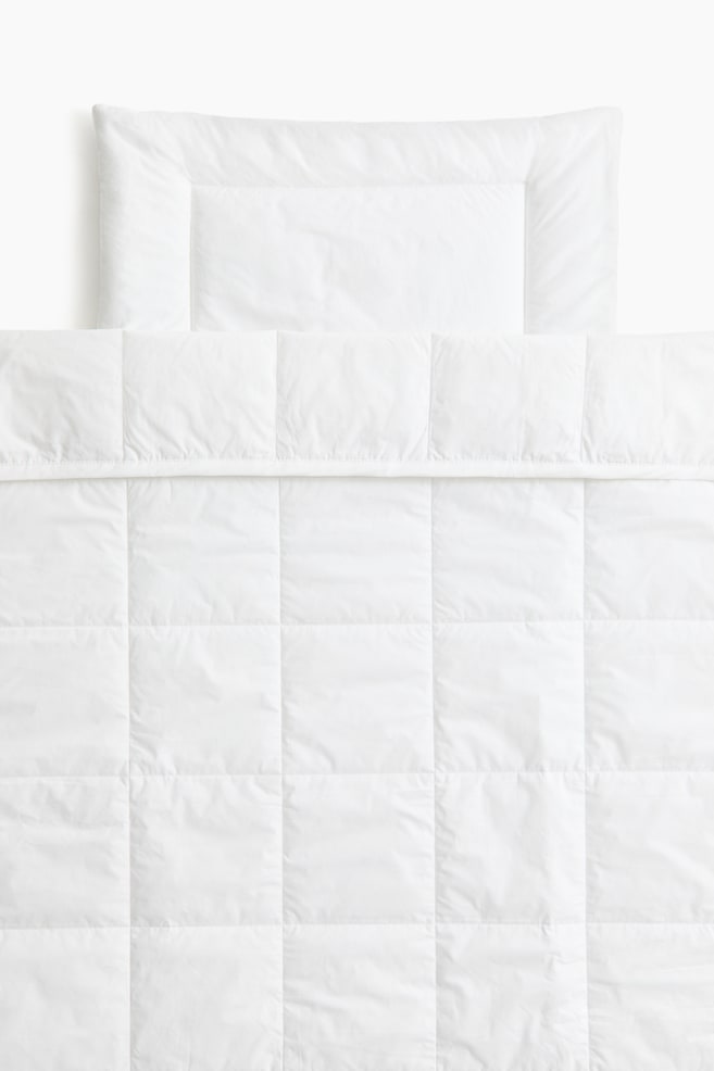 Crib Duvet and Pillow - White - 1