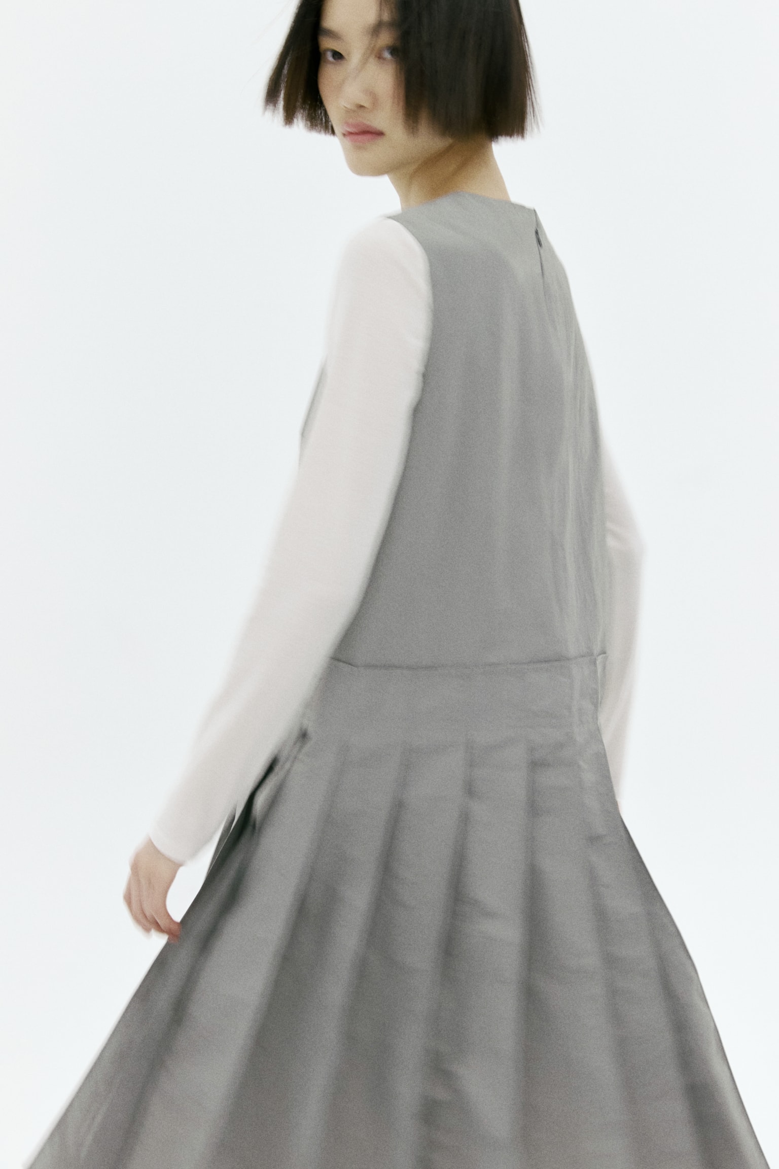 플리츠 드레스 - 그레이/블랙 - 6