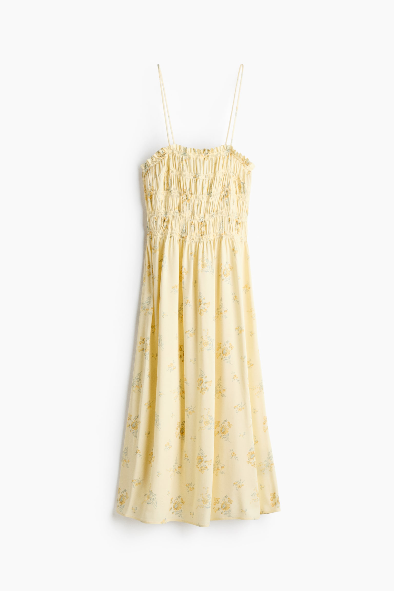 Strapjurk met smokwerk - Lichtgeel/bloemen/Donkerbruin/polkadot/Wit/polkadot - 1