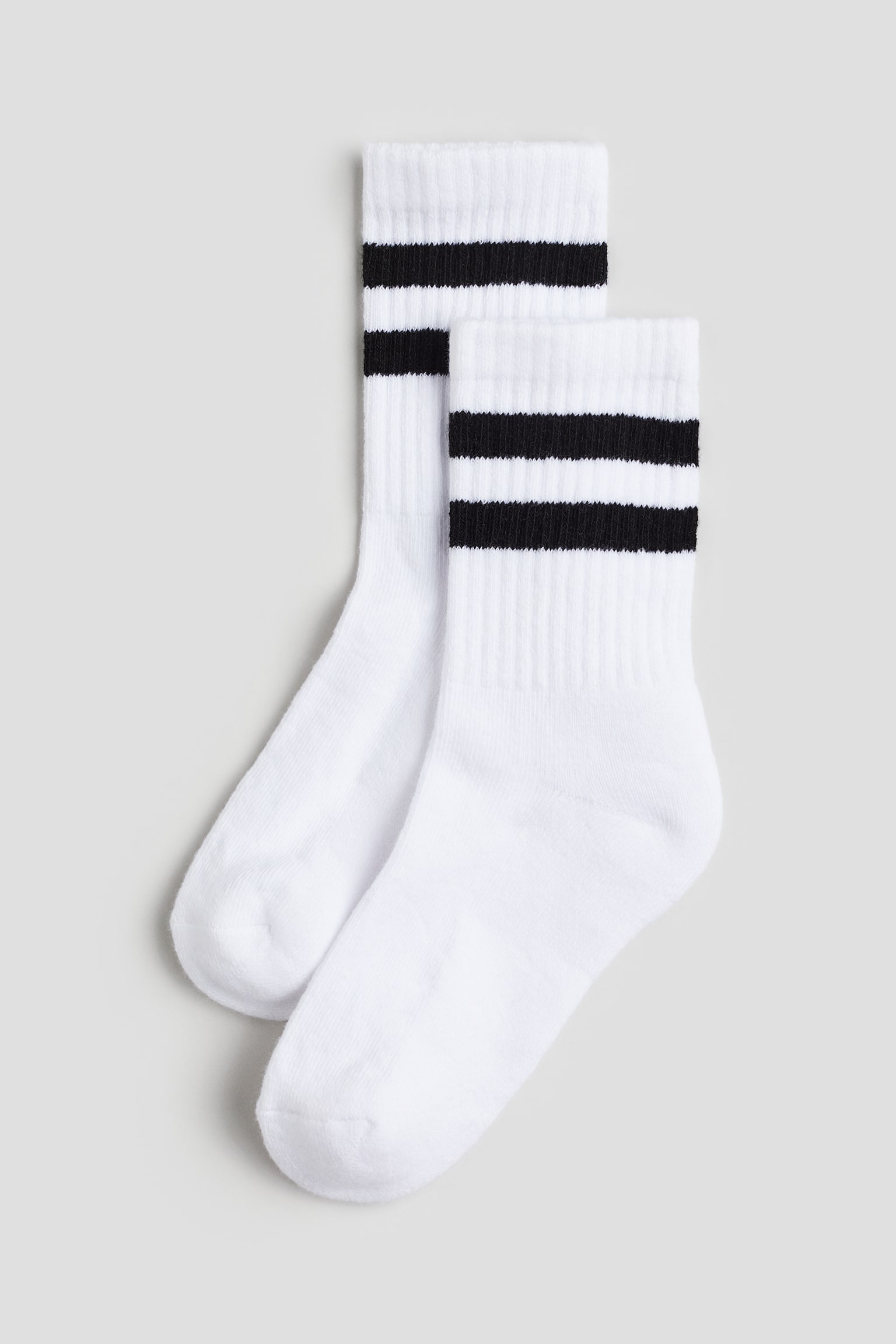 5-pack ribbed socks - White/Black/White/Beige/Black/White - 3