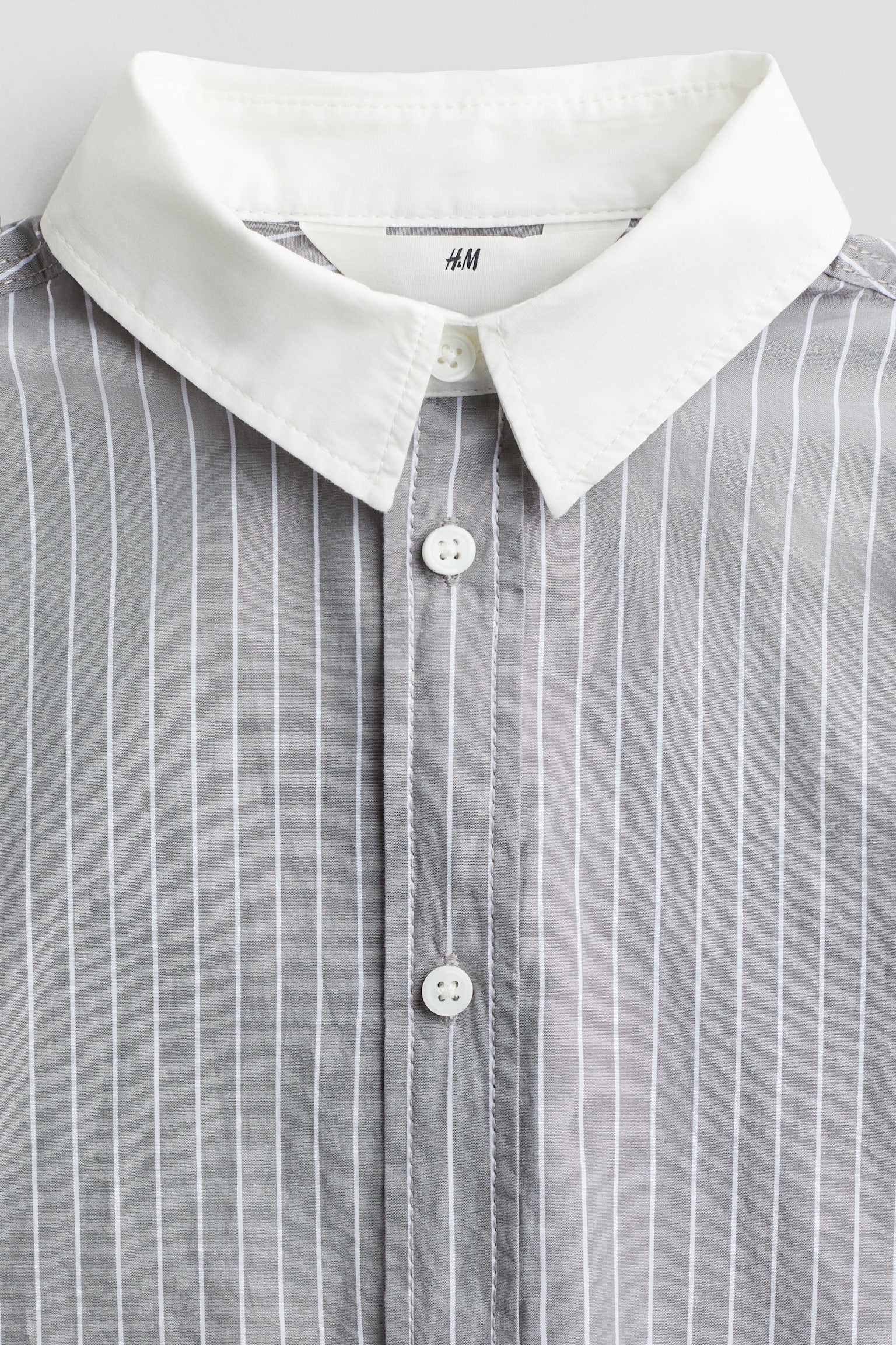 Loose-fit shirt - Light grey/Striped - 5