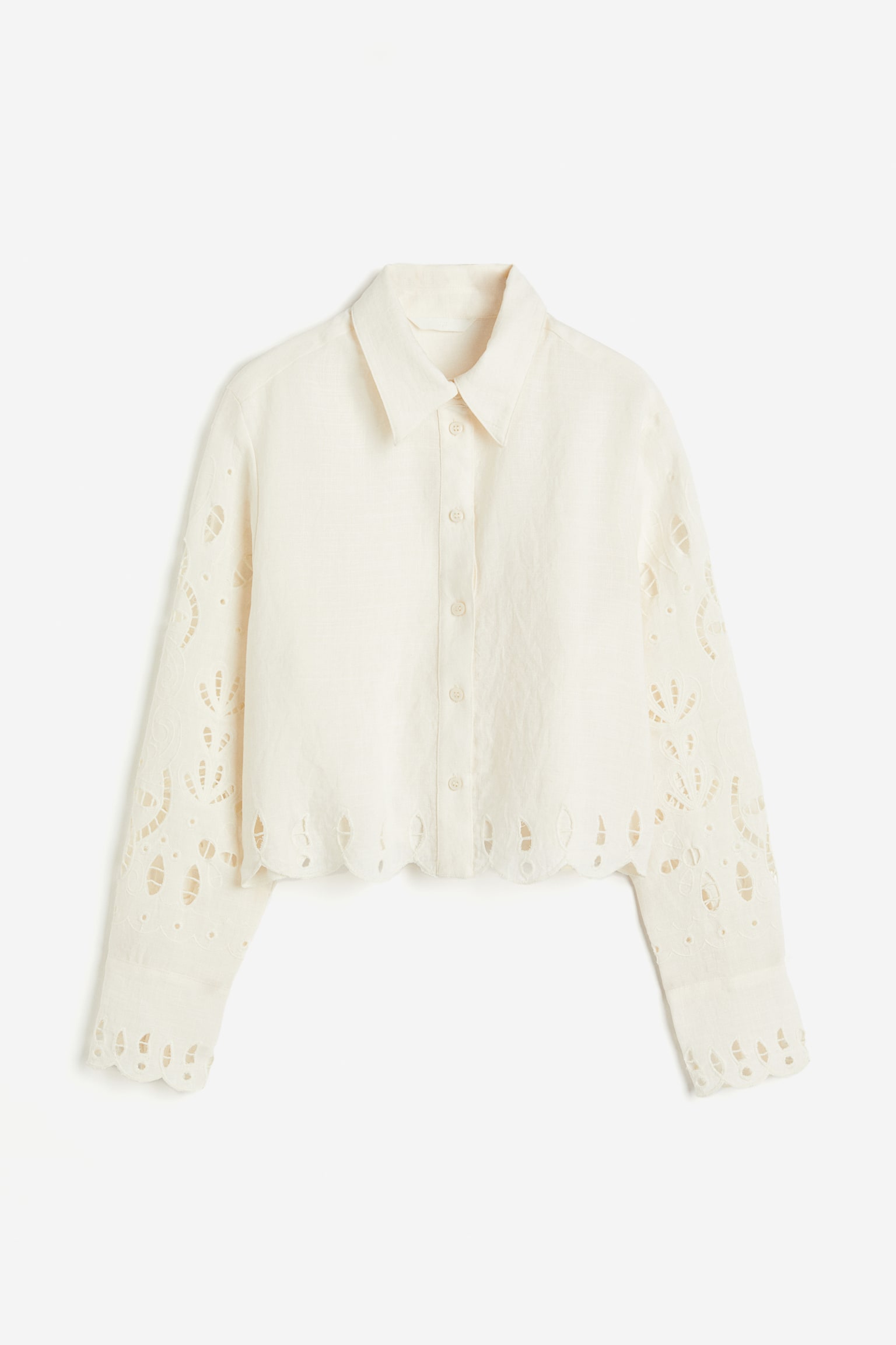 Broderie anglaise shirt - Cream - 1