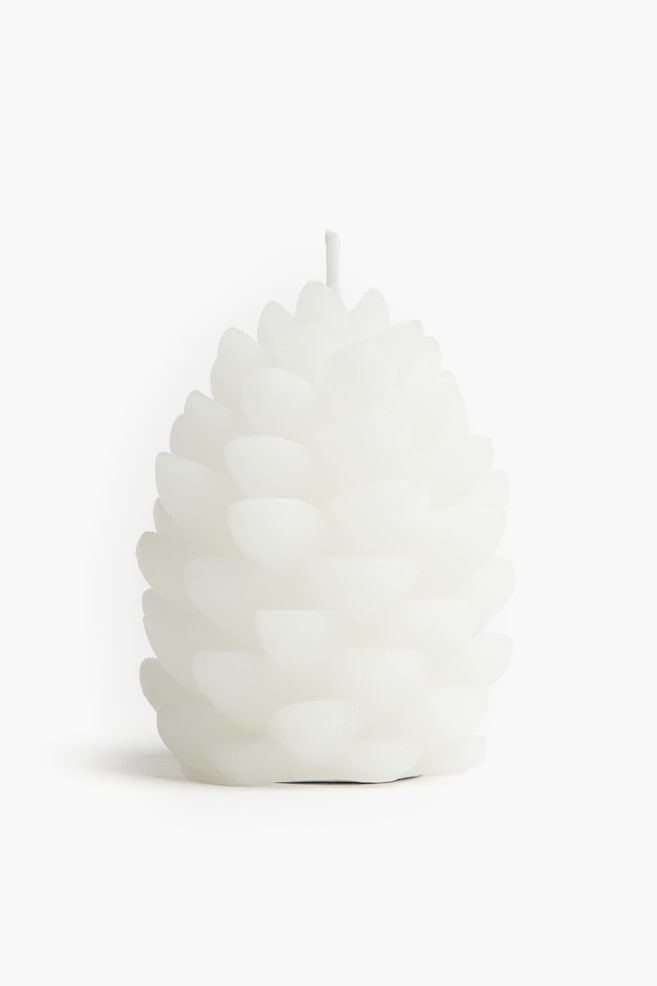 Pine-cone-shaped candle - White - 1