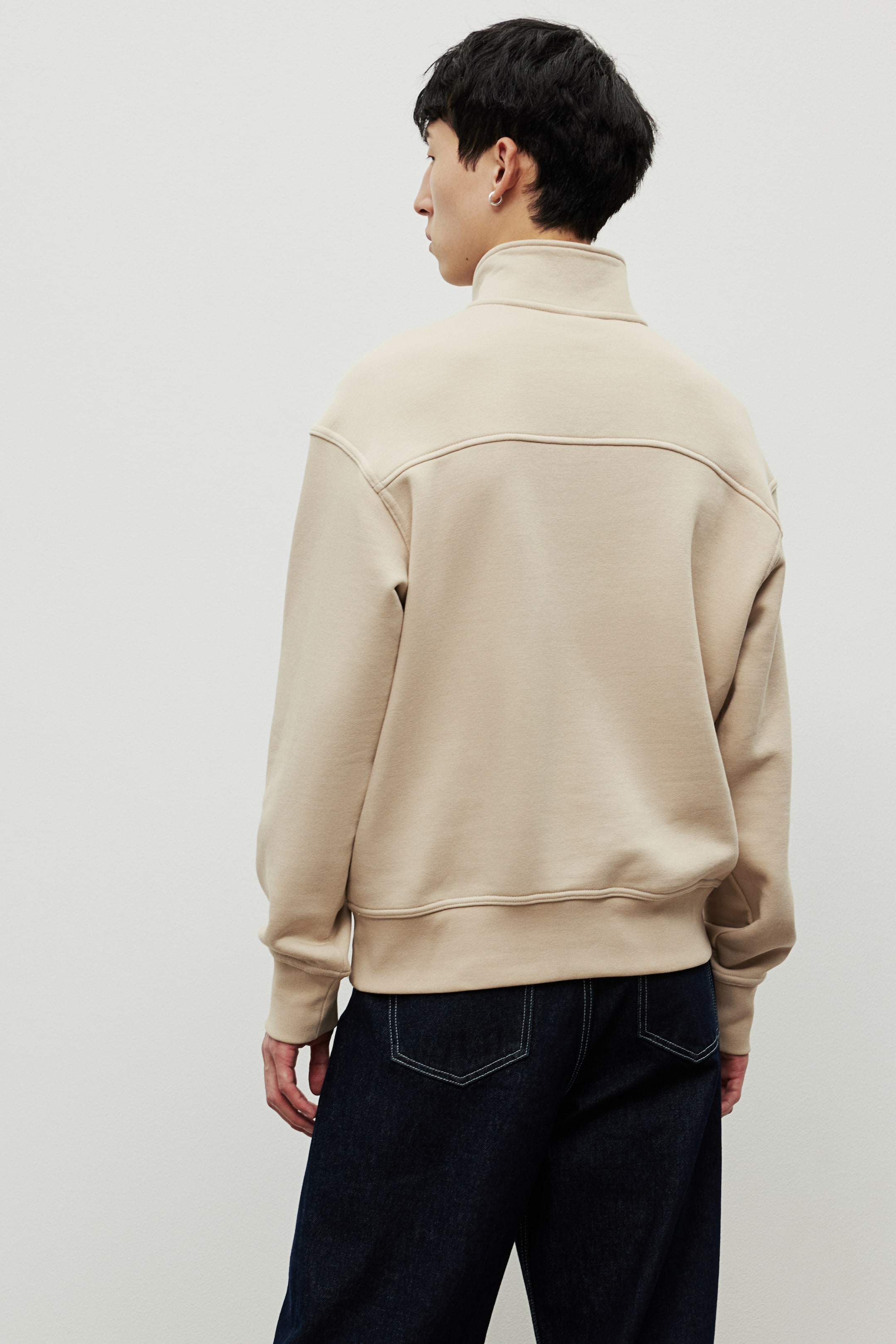 Loose Fit Zip-top sweatshirt - Beige - Men | H&M GB 5