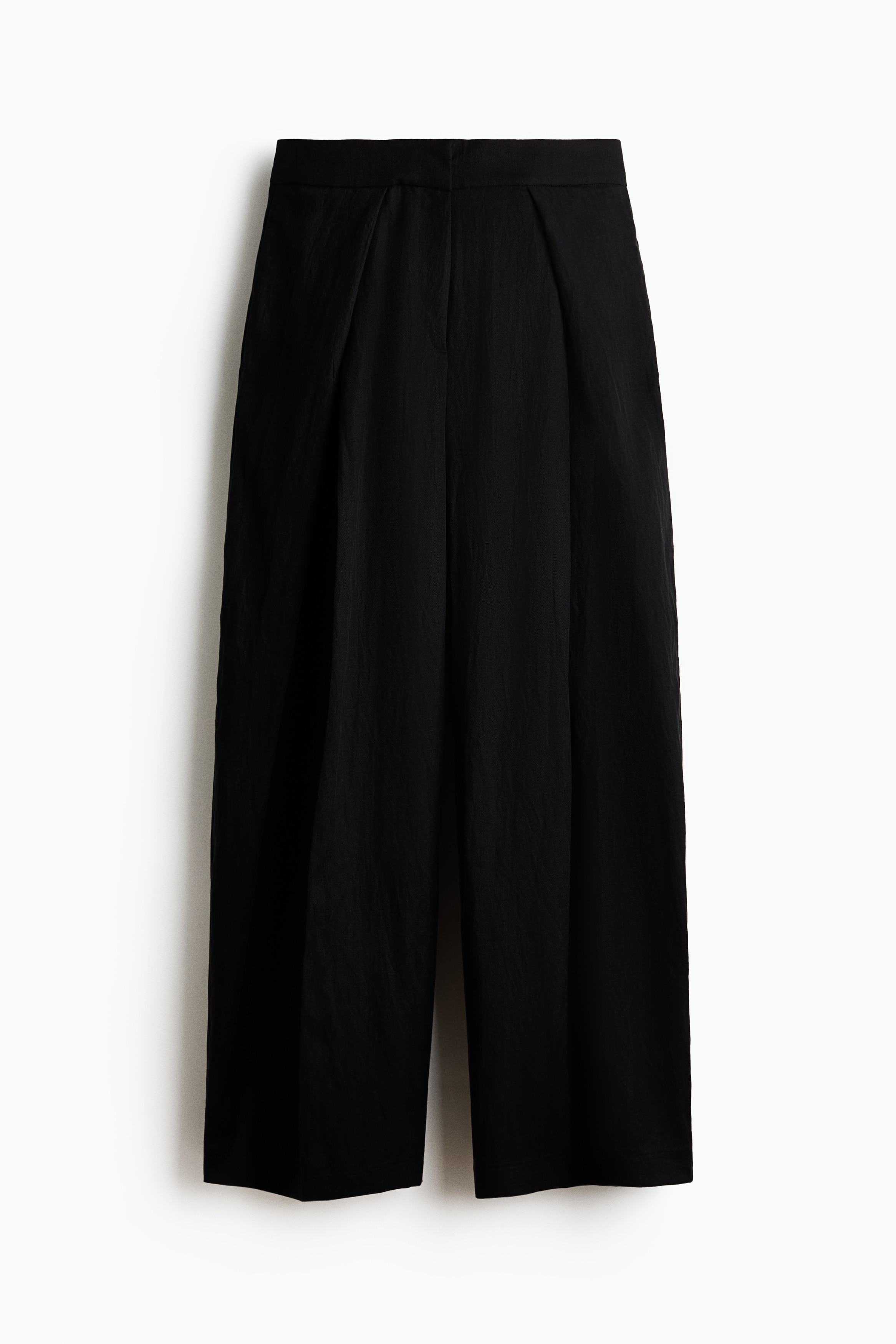 Crinklebroek met overslag - Zwart/Donkerbeige