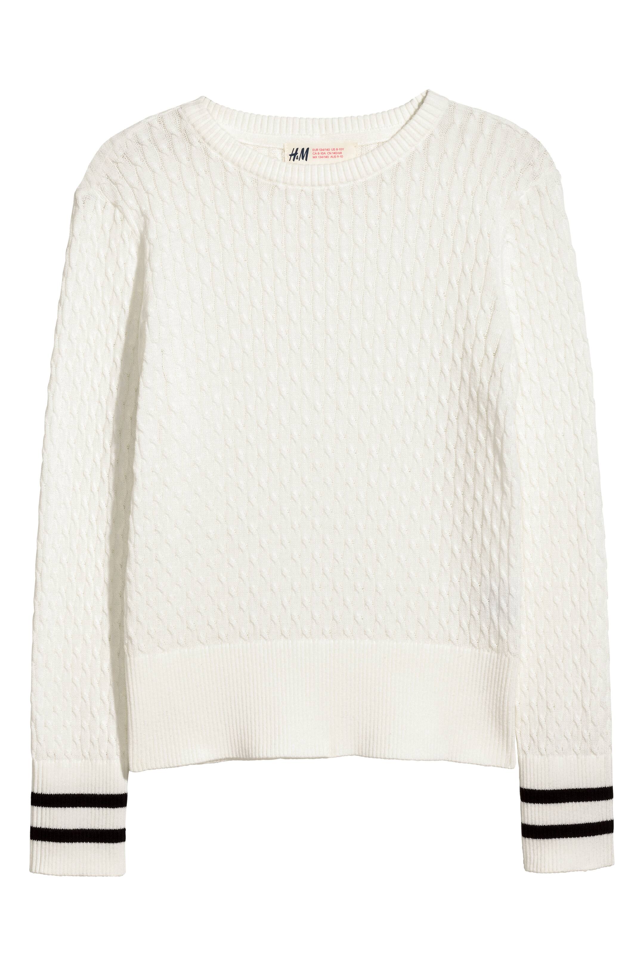 View larger image: Cable-knit cotton jumper - White - Kids | H&M GB 1