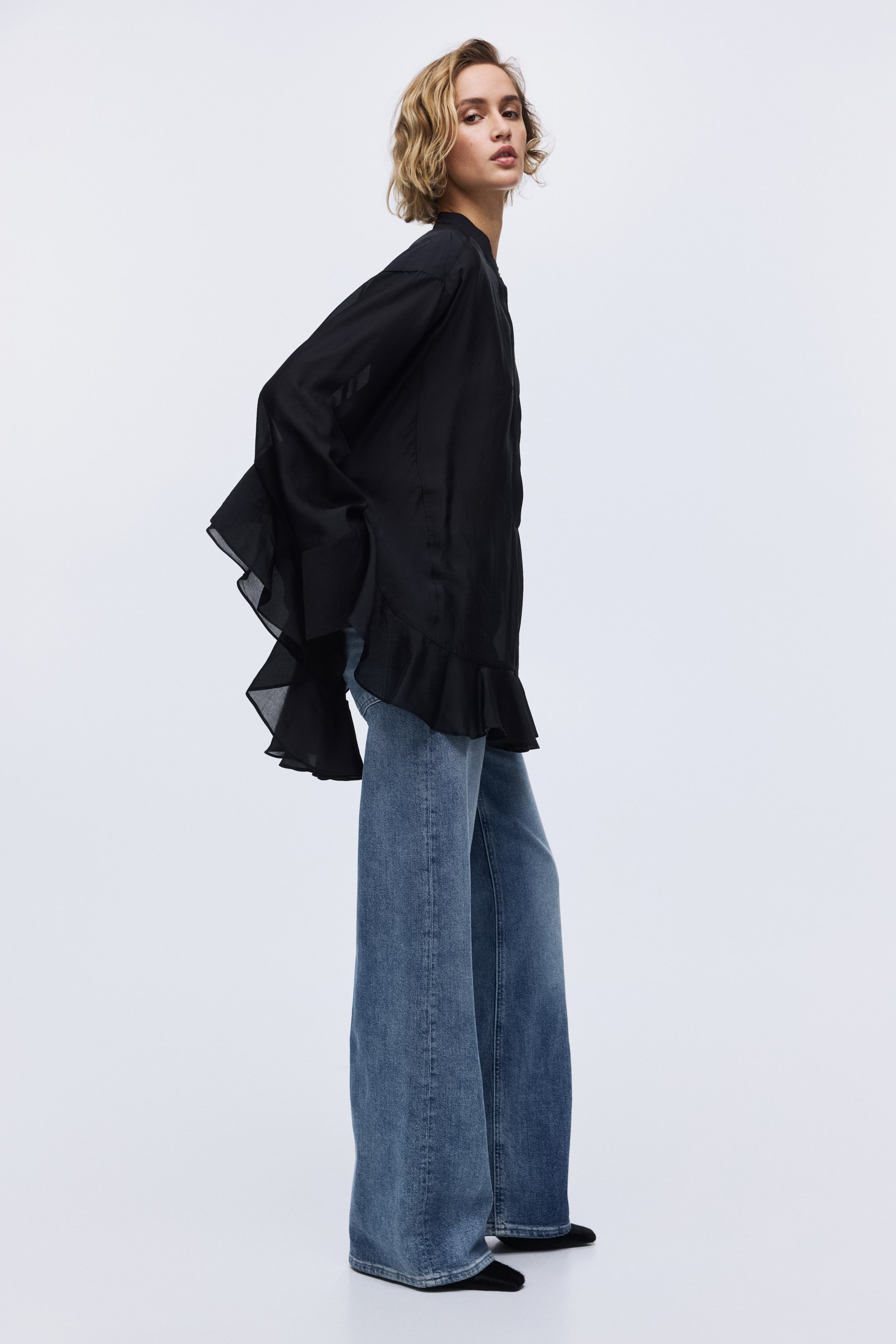 View larger image: Flounced blouse - Black - Ladies | H&M IE 1