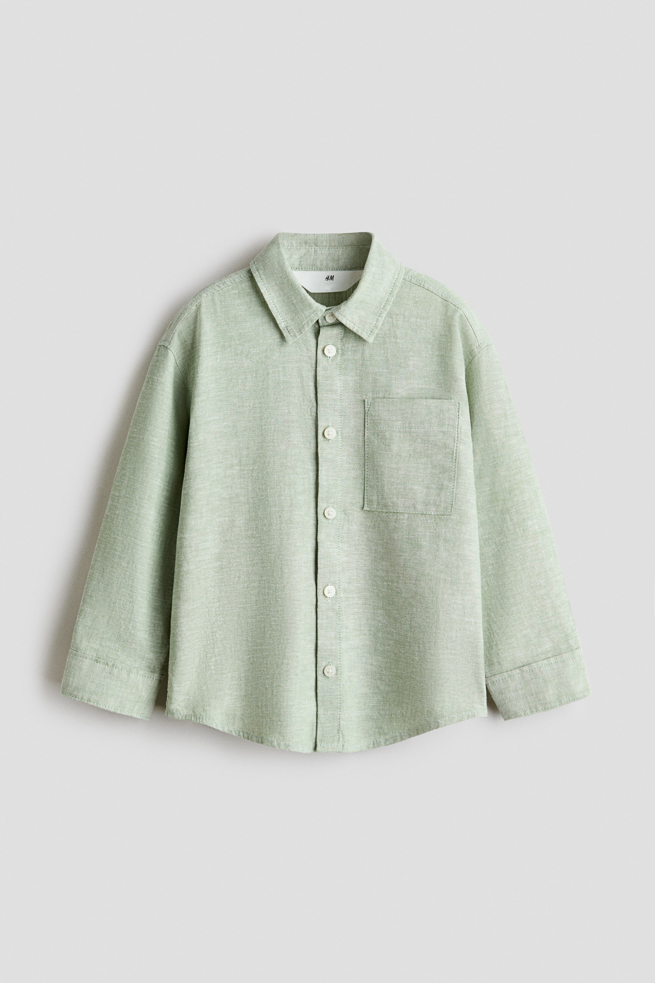 View larger image: Linen-blend shirt - Light green marl - Kids | H&M 1