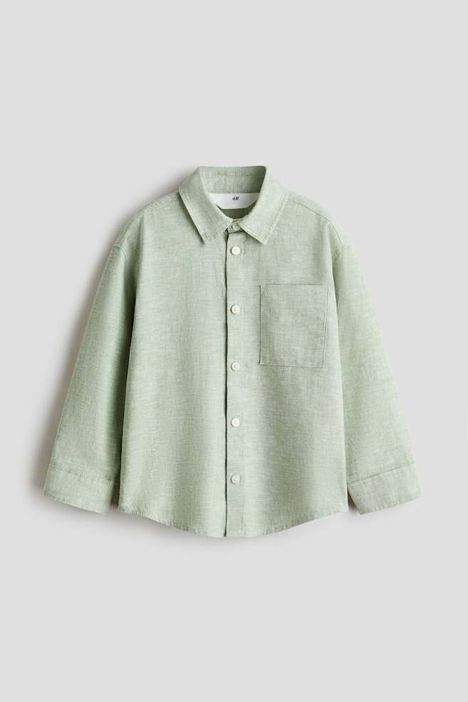 Linen Blend Shirt - Light green marle/Light beige/White/Light blue/Stripe - 1