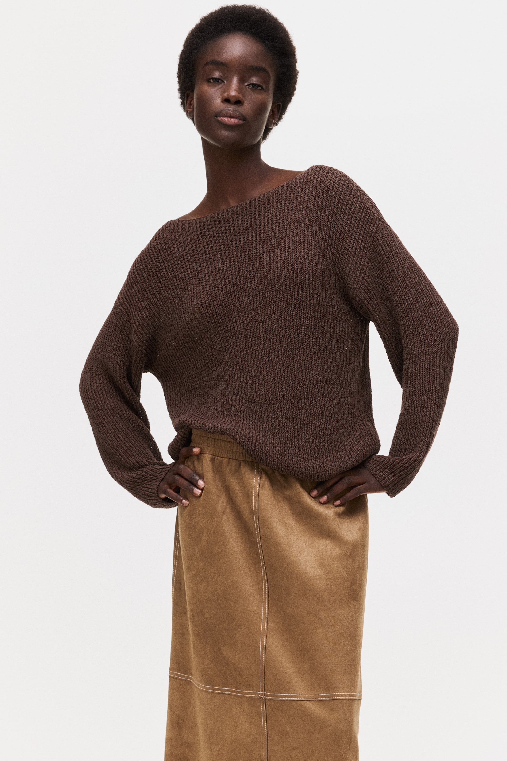 View larger image: Midi skirt - Dark beige - Ladies | H&M 1