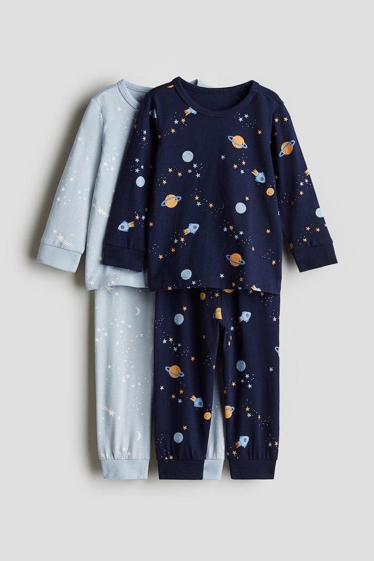プリントコットンパジャマ 2組セット - ブルー／スペース - Kids | H&M JP 