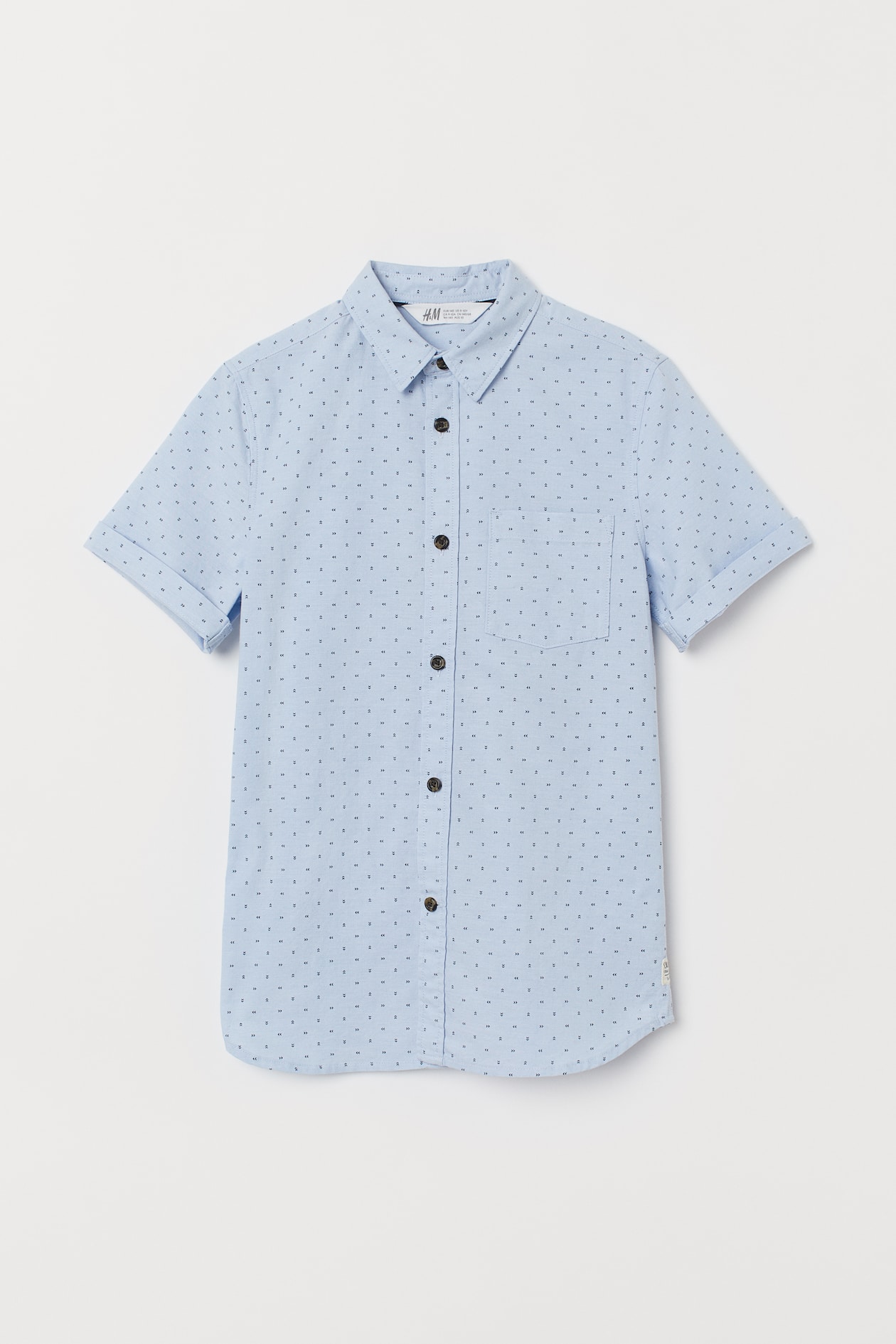 Shirt - Short sleeve - Regular length - Light blue/patterned - Kids | H ...