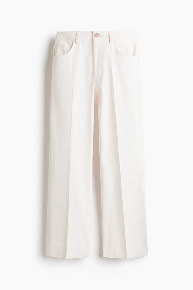 Bootcut cotton canvas trousers - White/Light pink/Khaki green - 1