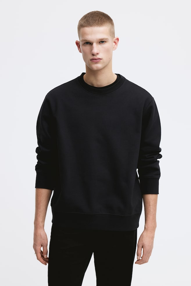 Sweatshirt Regular Fit - Svart/Beige/Vit/Grön - 1