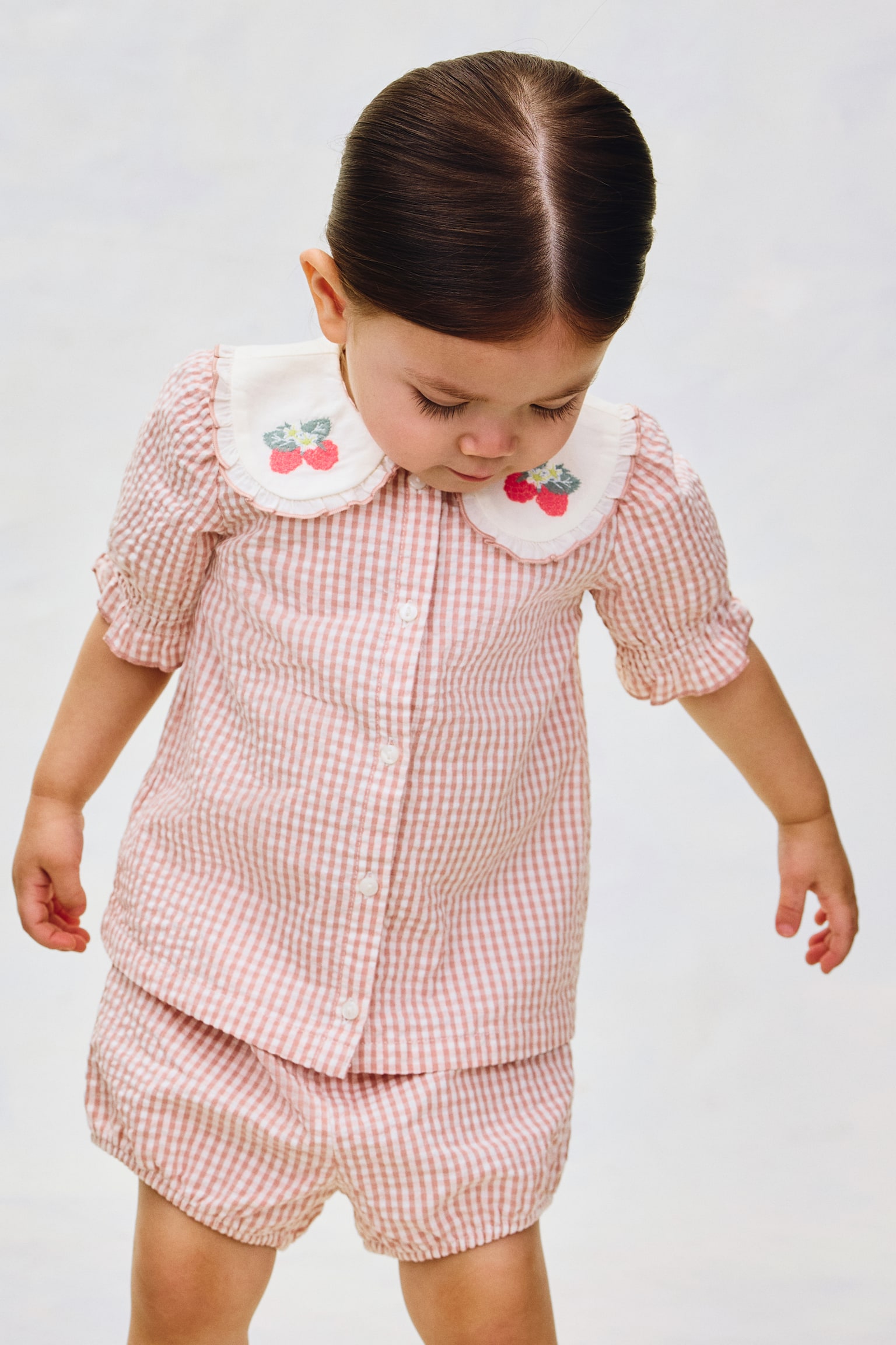 2-Piece Cotton Seersucker Set - Light pink/checked - 4