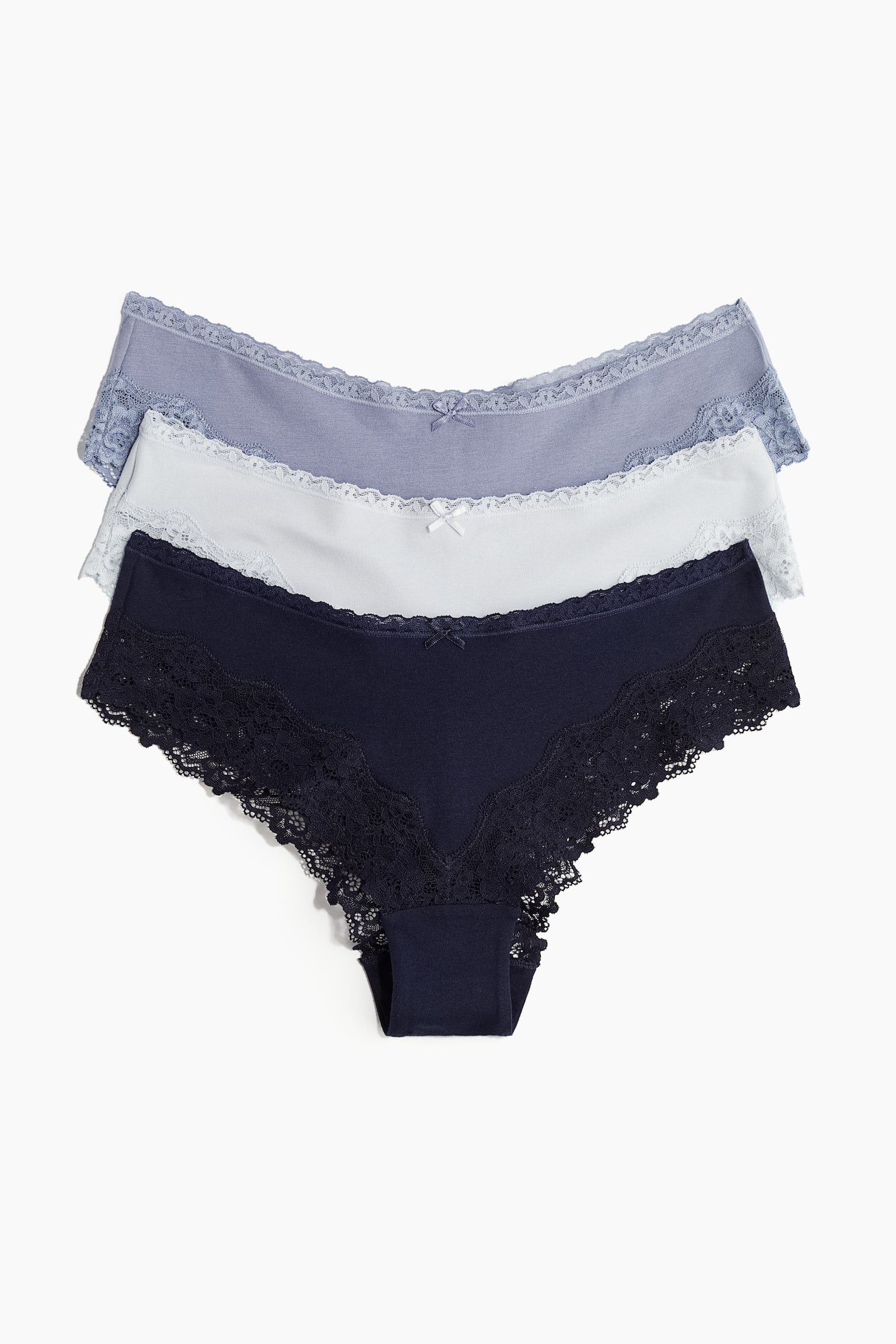 3-pack lace-trimmed hipster briefs - Navy blue/Light blue/Light grey marl/White/Black/Black/Black/Light pink/Cream/Dusty pink - 2