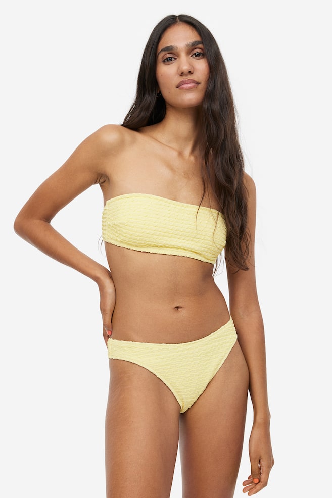 Padded bandeau bikini top - Light yellow/White - 1