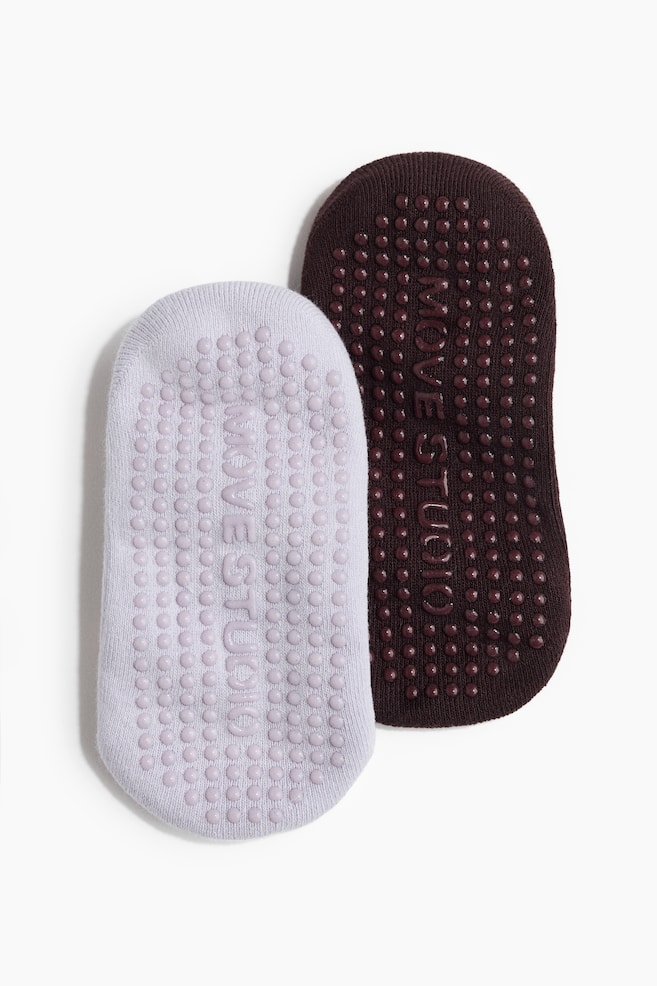 Pack de 2 calcetines de pilates-Ciruela chocolate/Lila - 3