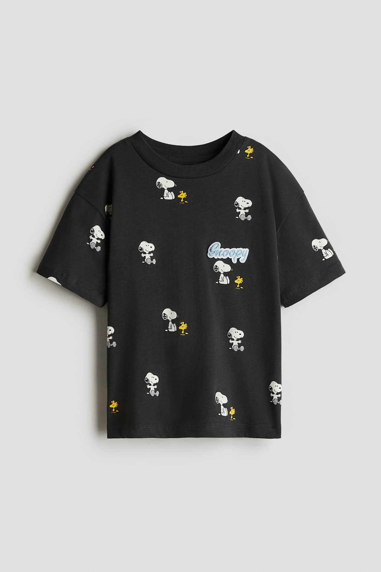 T-shirt oversize com estampado - Cinzento escuro/Snoopy - CRIANÇA | H&M PT