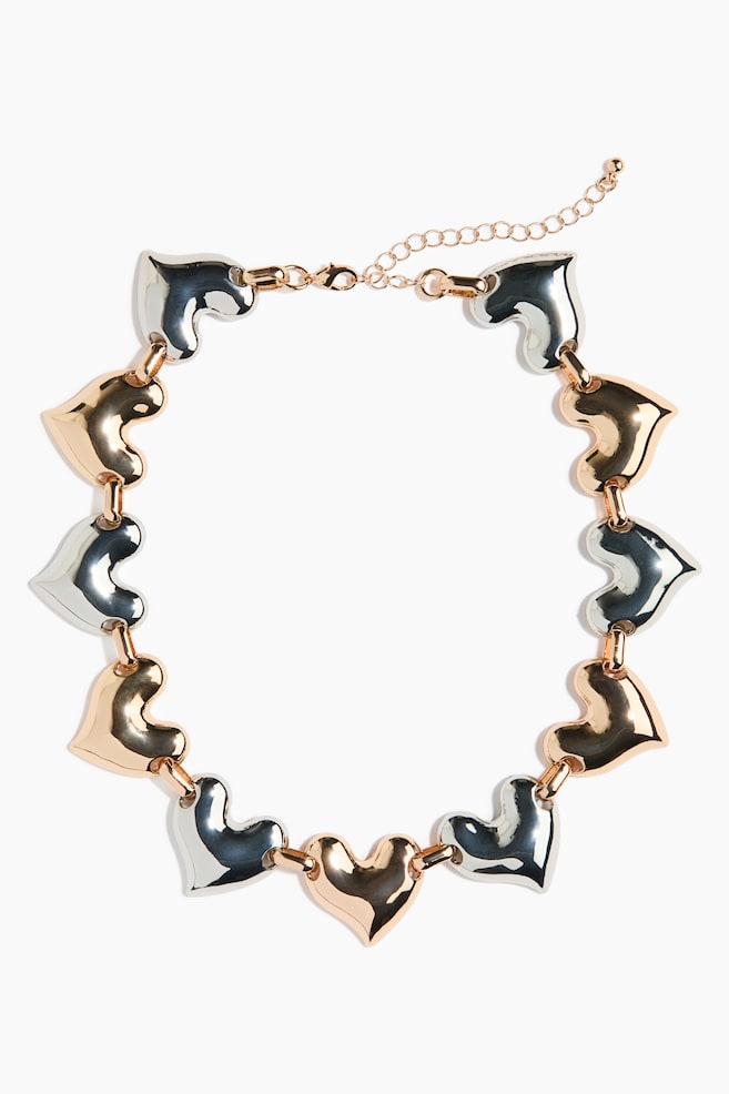 Heart-Chain Necklace - Gold-colored/silver-colored - 1