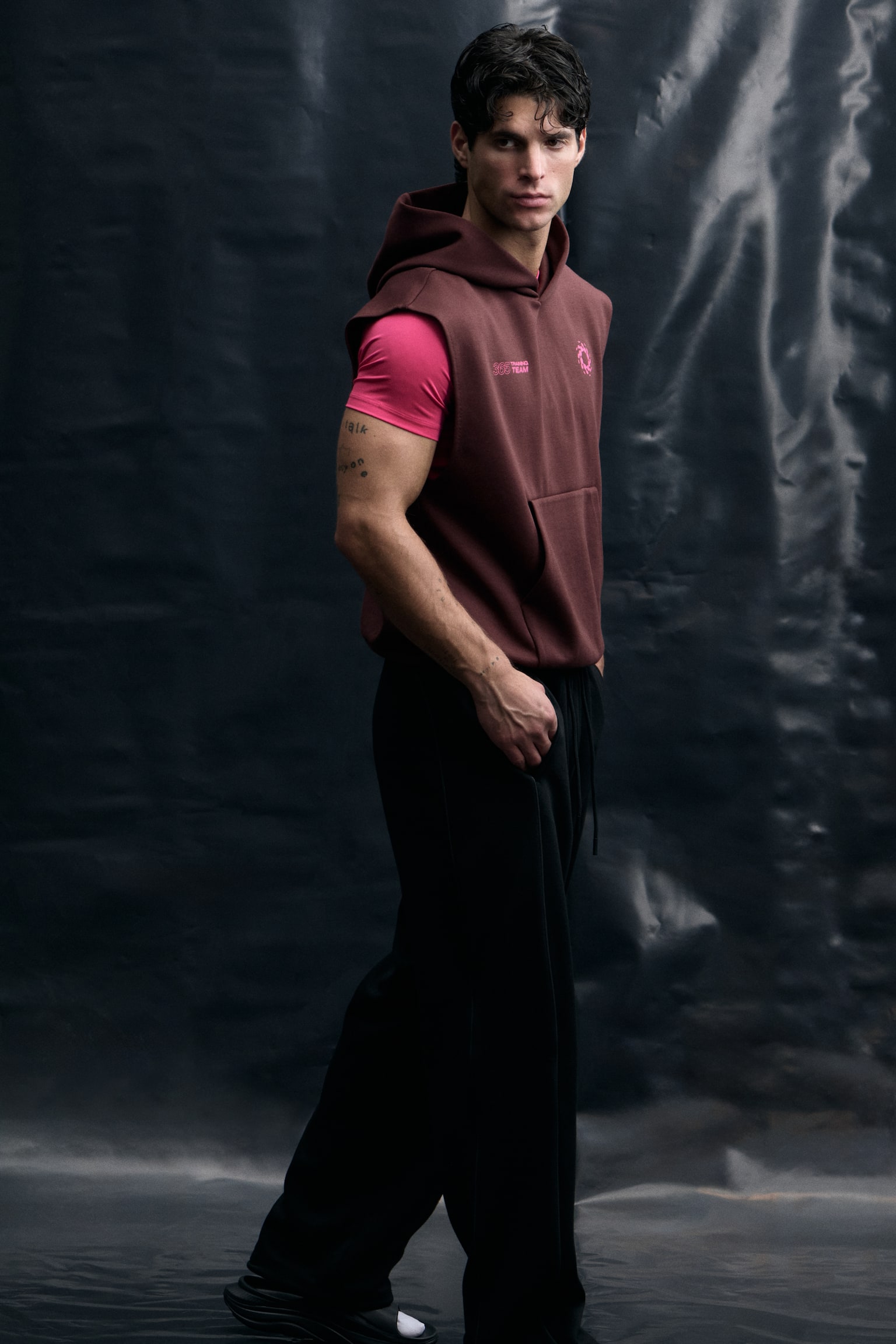 Sleeveless Sports hoodie with DryMove™ - Burgundy/365 Training Team - 6