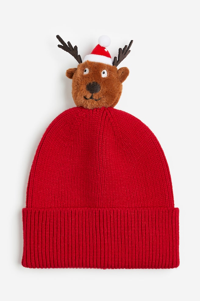 Pompom hat - Red/Reindeer/Green/Polar bear - 1