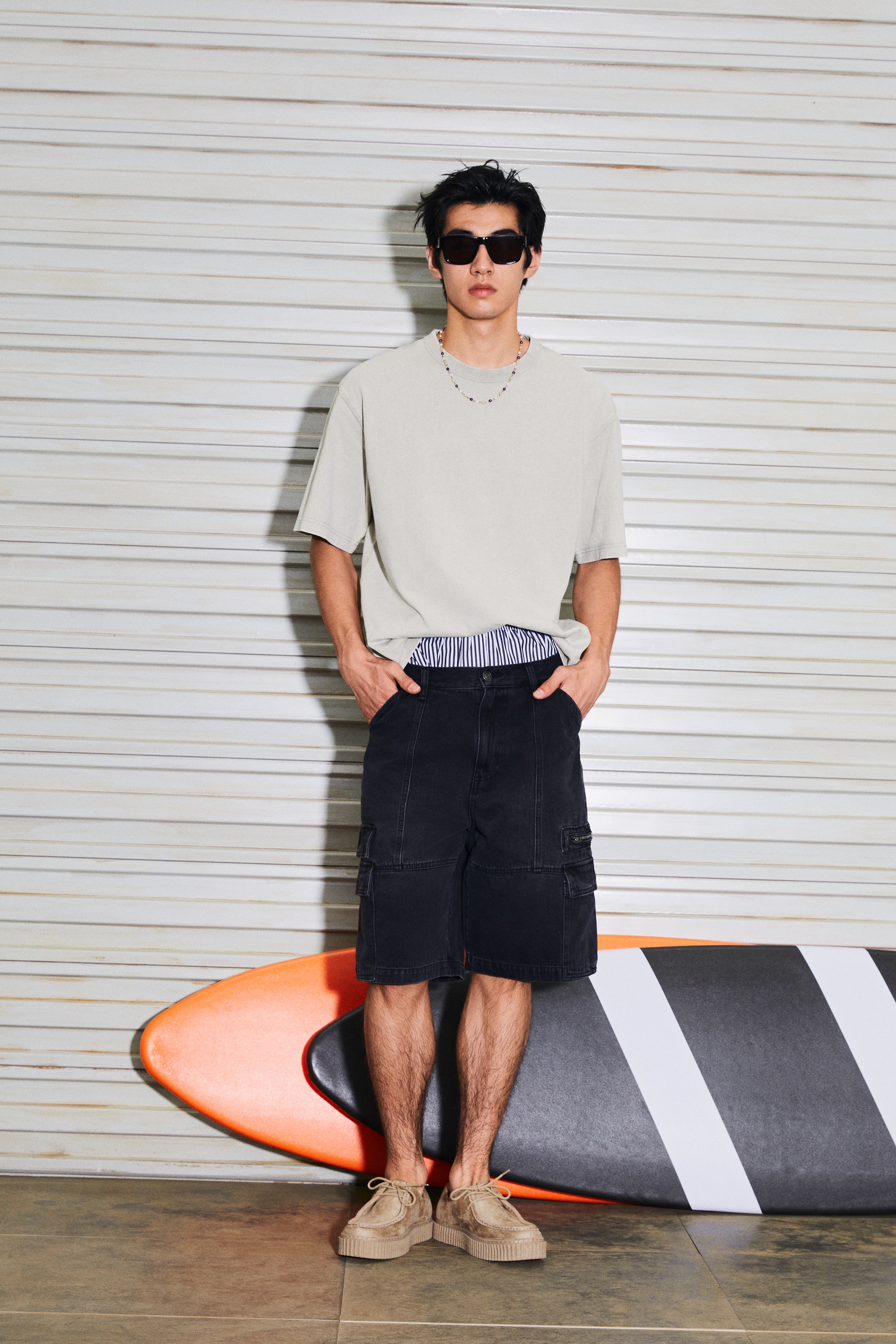 H & M - ルーズフィット ウォッシュドTシャツ - グリーン