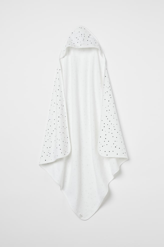 Hooded bath towel - White/Spotted - 1
