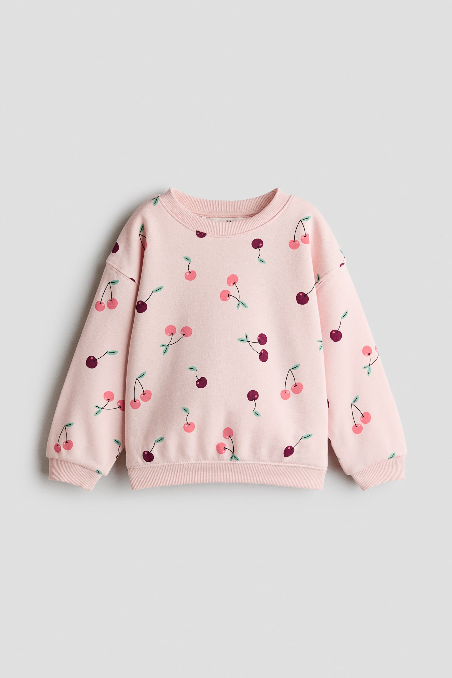 סווטשירט עם צד פנימי סרוק והדפס - Light pink/Cherries/בז' בהיר/Bear Academy/סגול מאובק/L'Amour Paris/ורוד/Bonjour/ירוק כהה/Fleurs/סגול חיוור/חדי קרן - 1