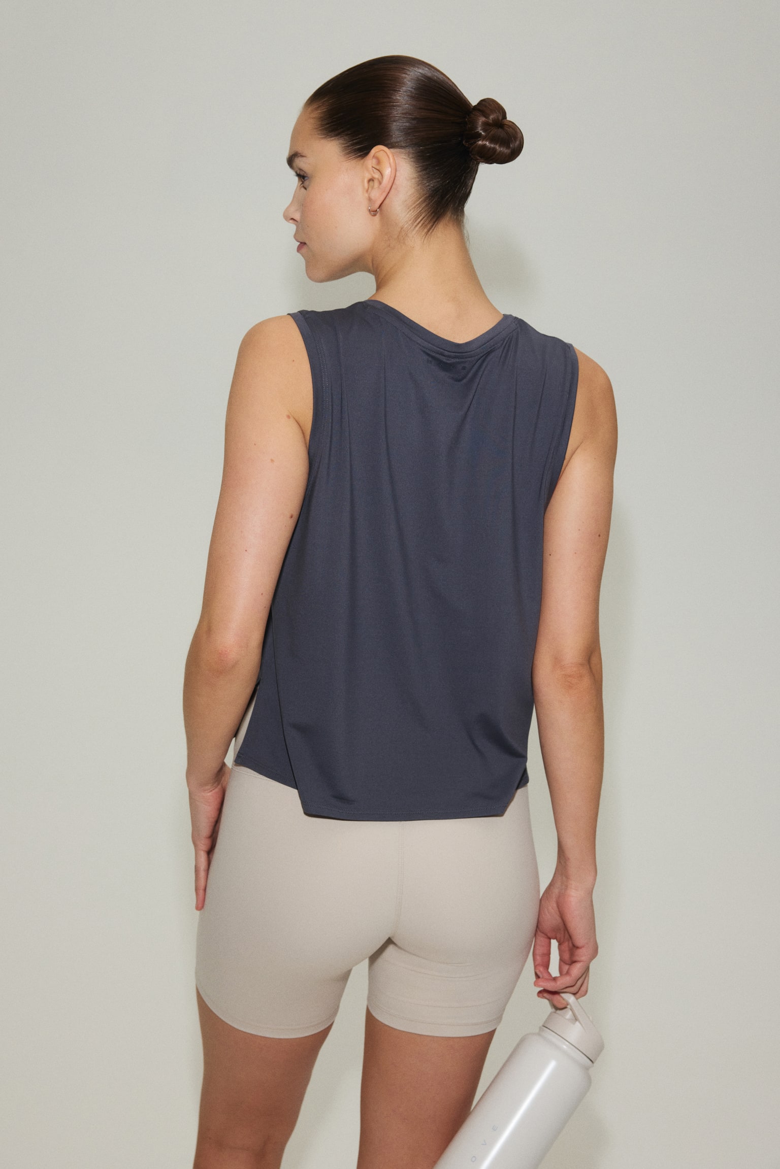Boxy-style sports vest top with DryMove™ - Dark clay grey/Black/Pastel pink - 5
