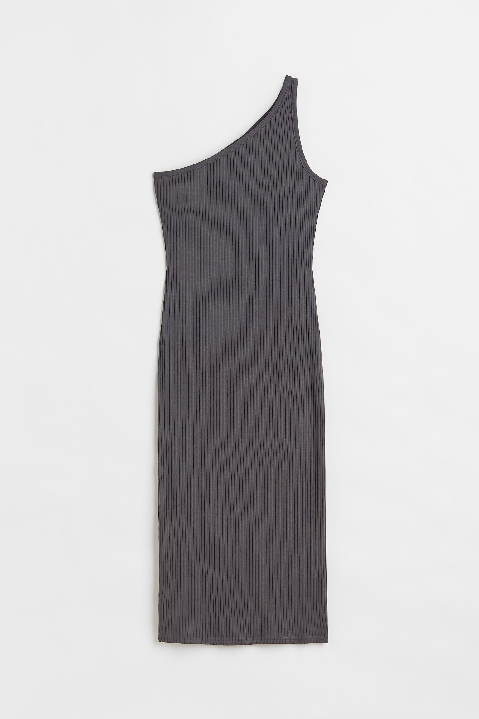 One Shoulder Rib Dress - Dark grey/Light purple - 1