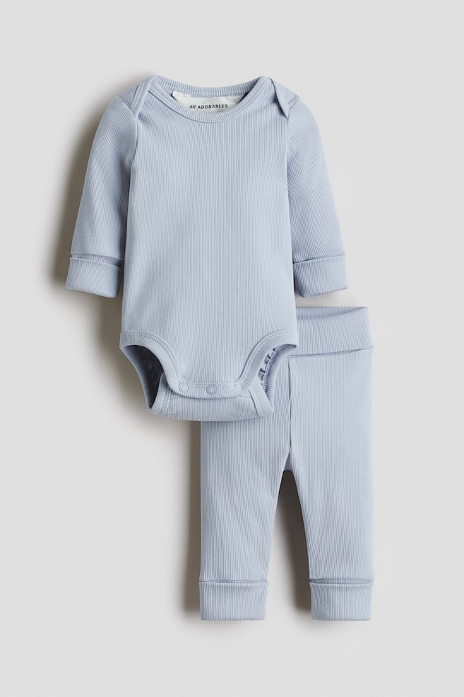 2-piece pima cotton set - Light blue/Light grey - 1