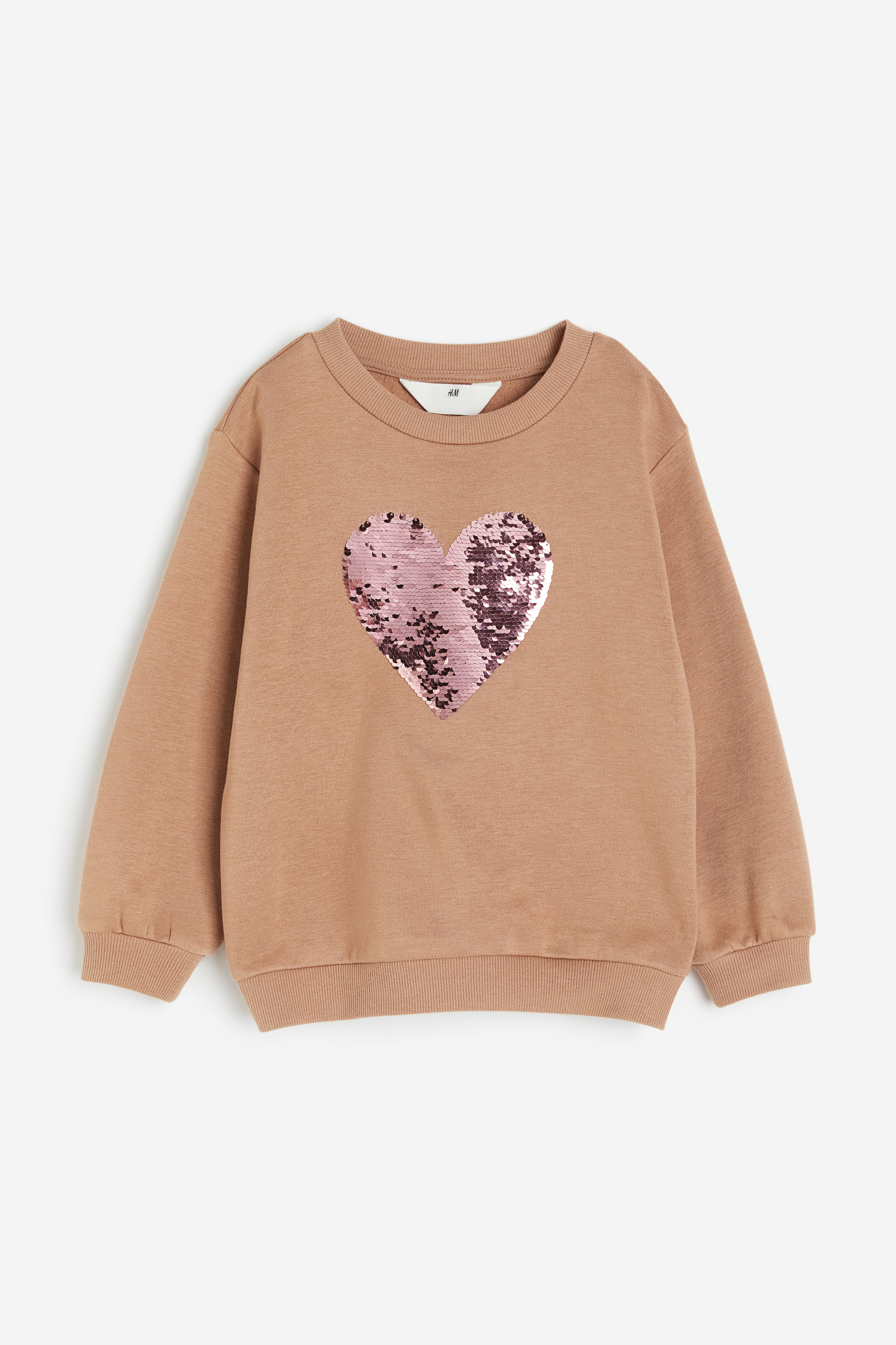 Sweatshirt with Motif Dark beige heart Kids H M US