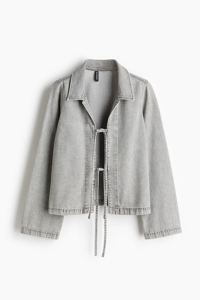 Veste à nouer en denim - Gris denim/Bleu denim clair - 1