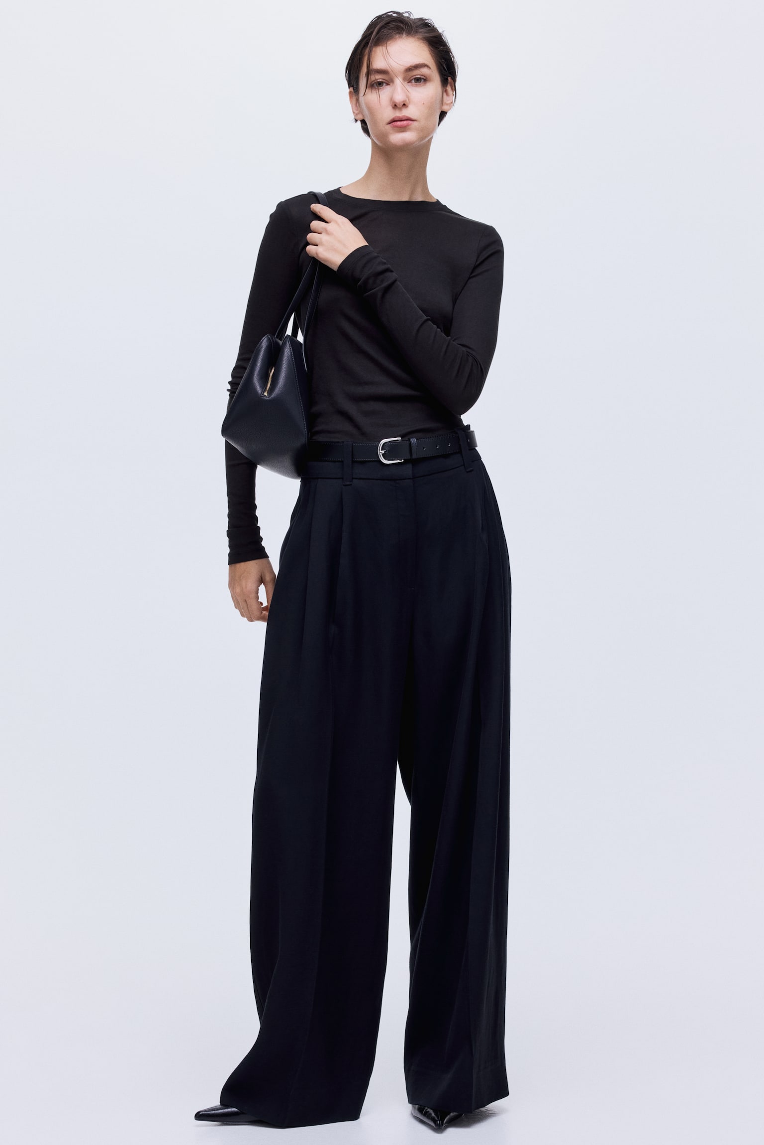 Top en jersey de coton pima - Noir/Beige clair/Rose ancien foncé/Jaune pâle/Blanc/Beige/Marron/Bordeaux/Quasi noir - 5