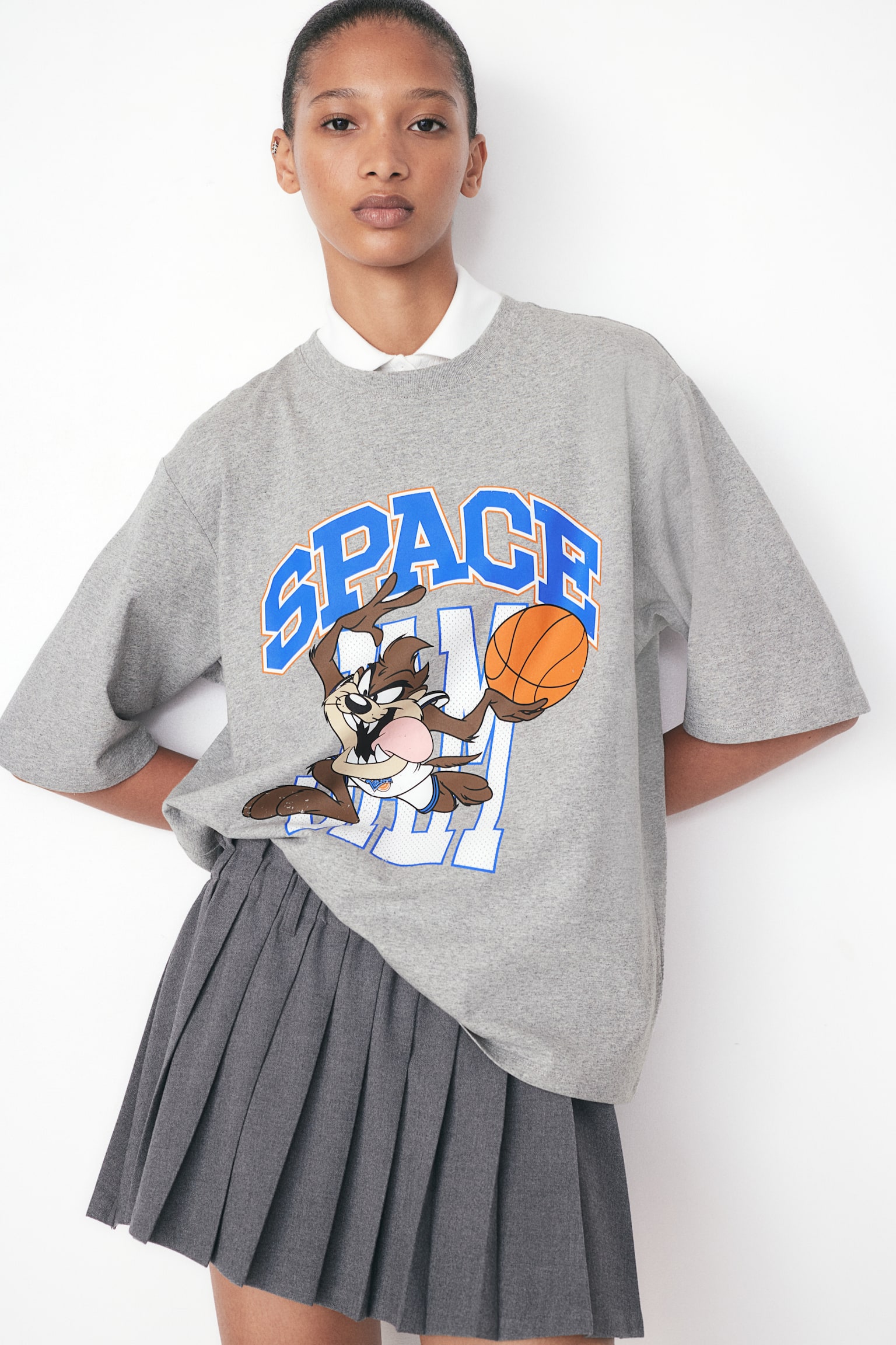 Oversized printed T-shirt - Grey marl/Space Jam/Cream/Space Jam/Black/Billie Eilish/White/Billie Eilish - 1