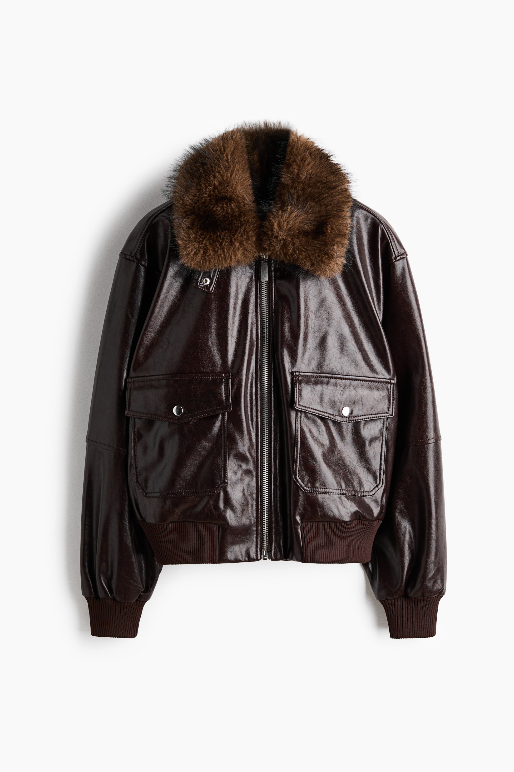 Женские куртки H&M Coated Jacket with Detachable Collar